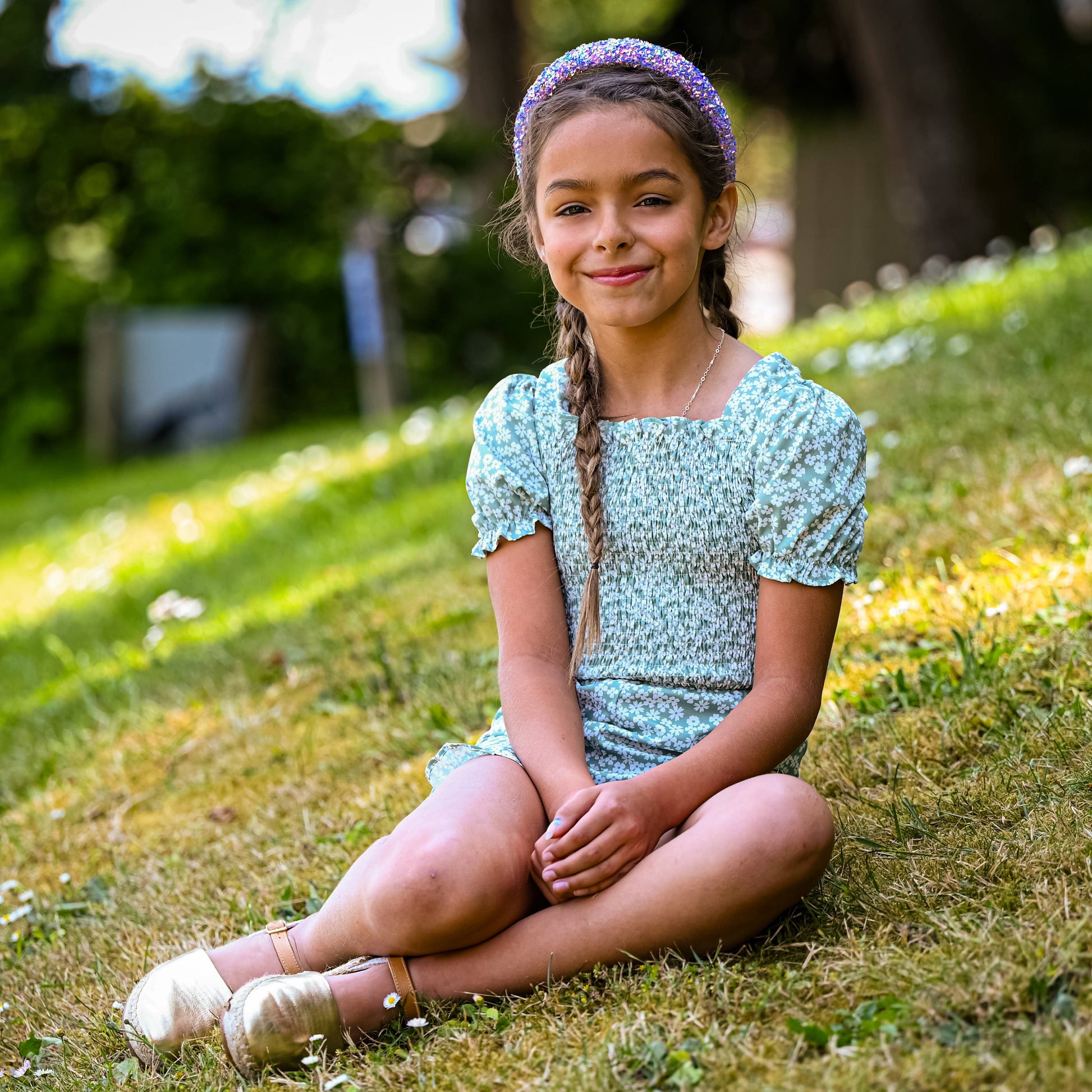 Kids Padded Chunky Sequin Headband | Blue or Multi-Color