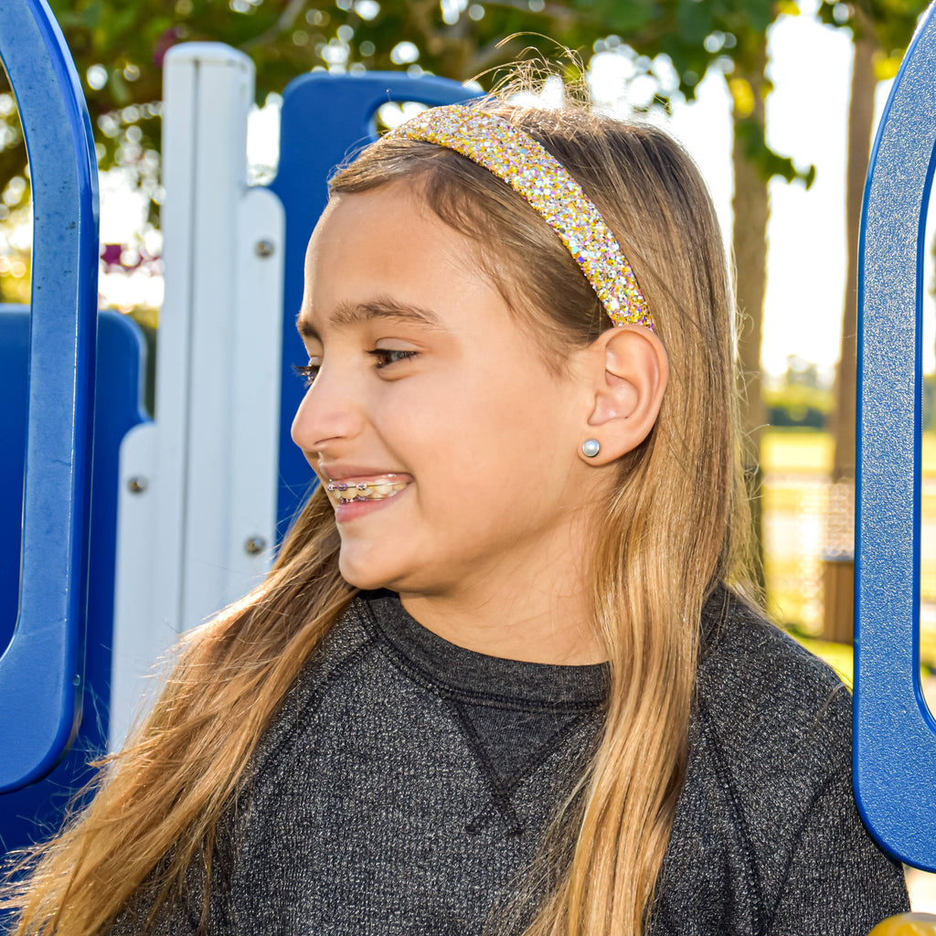 Kids Tapered Glitter Headband | Pink or Gold