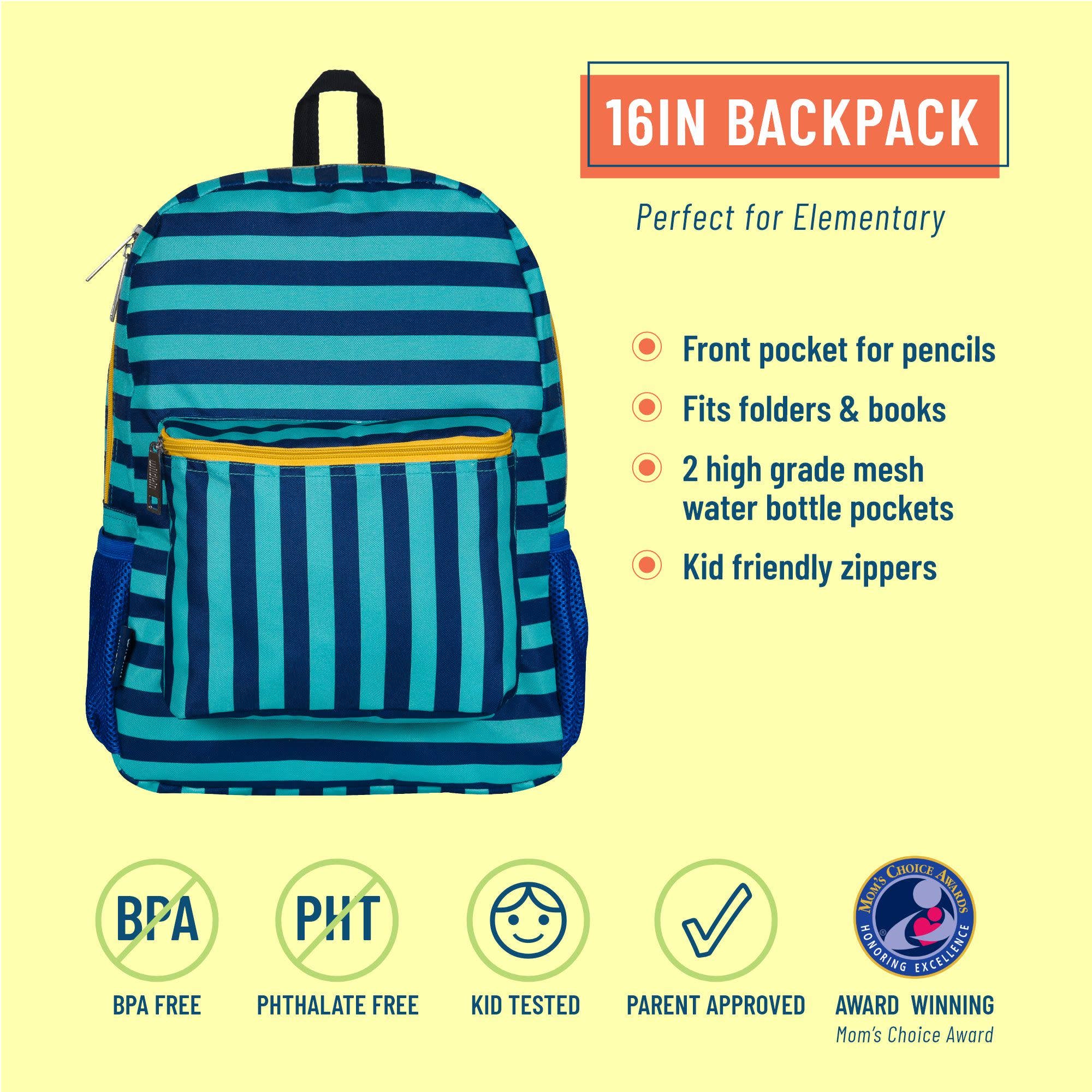 Blue Stripes 16 Inch Backpack - Thumbnail 5