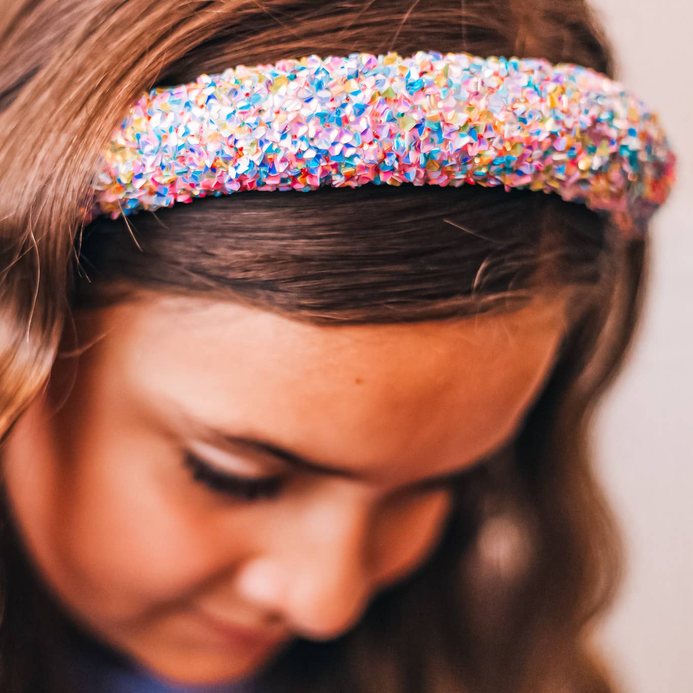 Kids Padded Chunky Sequin Headband | Blue or Multi-Color