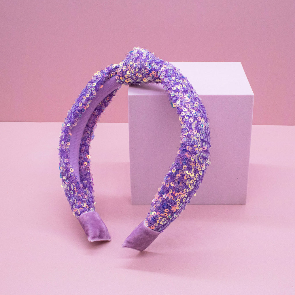Kids Sequin Knot Headband | Purple or Rainbow
