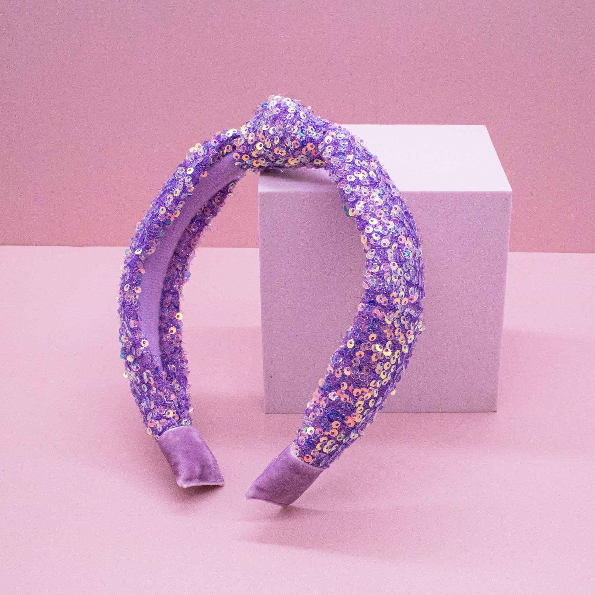 Kids Sequin Knot Headband | Purple or Rainbow