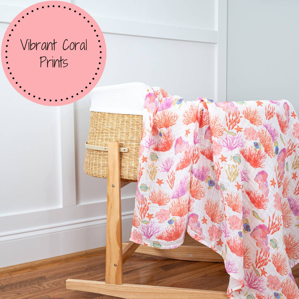 Under The Sea Beautiful Coral Baby Swaddle Blanket