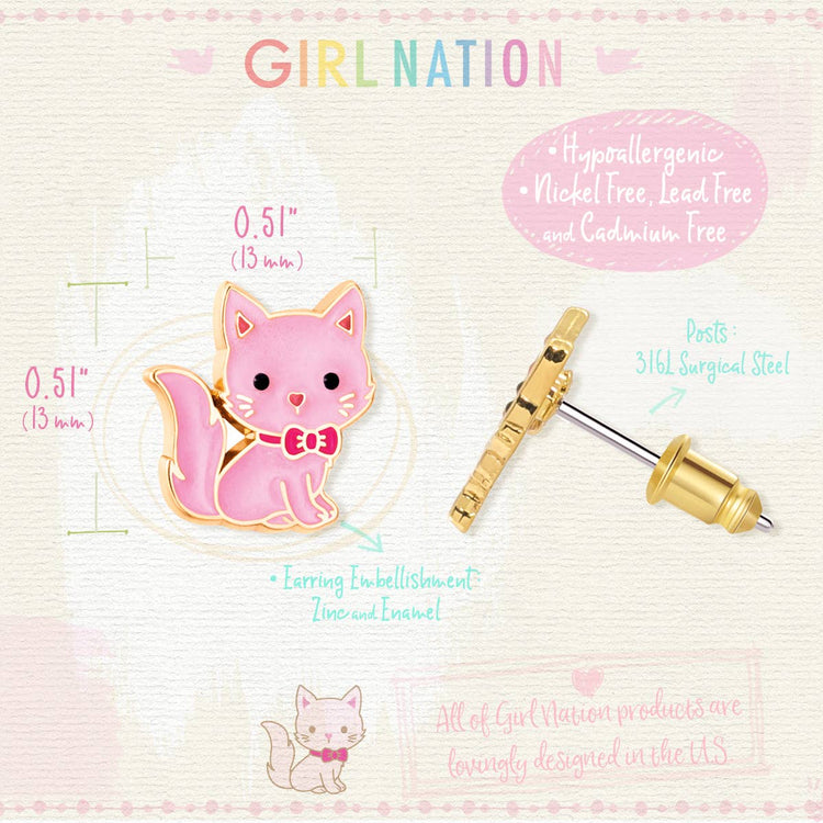 Pink Kitty Cutie Stud Earrings