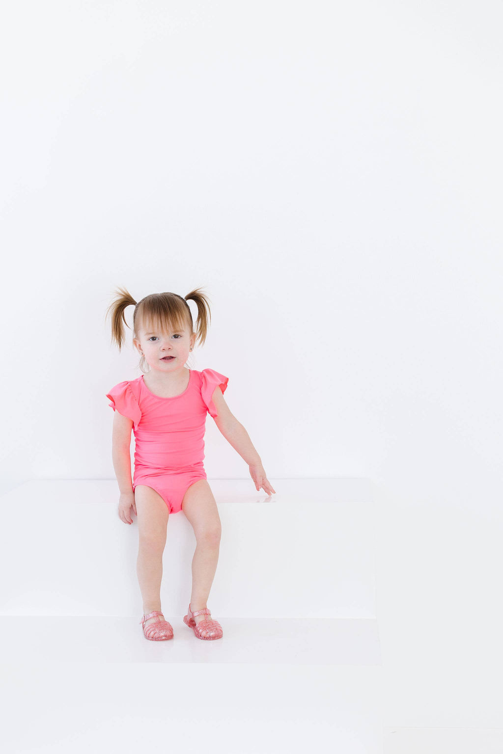 Neon Pink Flutter Sleeve Leotard