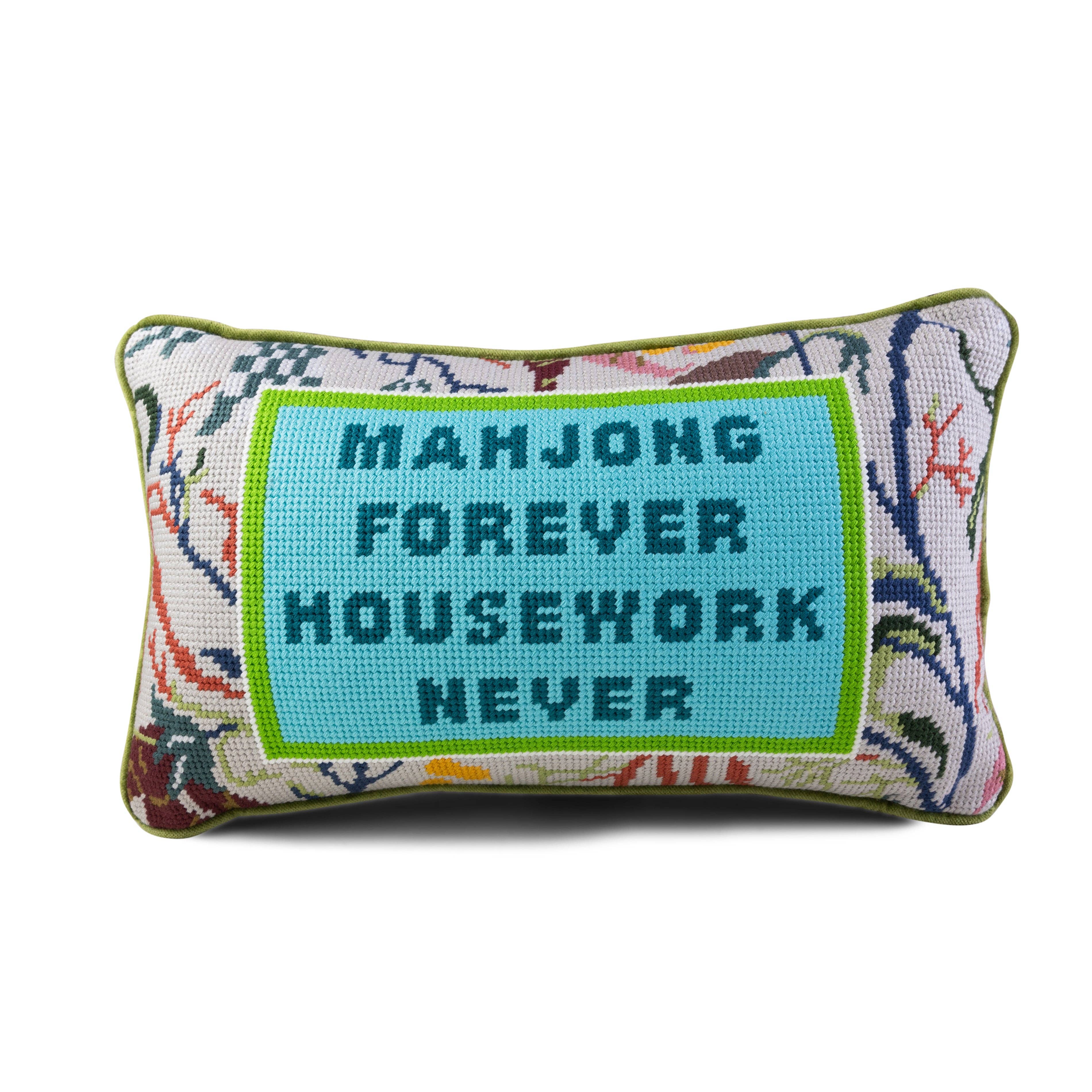 James Joy Mahjong Needlepoint Pillow