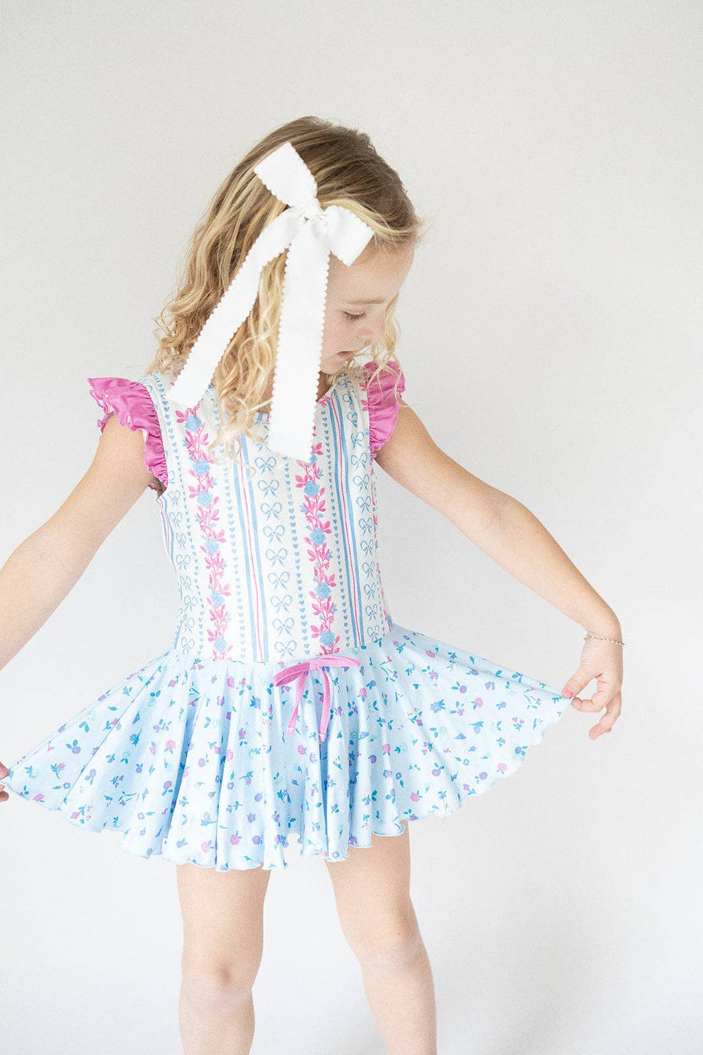 Farrah Leotard - Rosé Ribbon Luxe