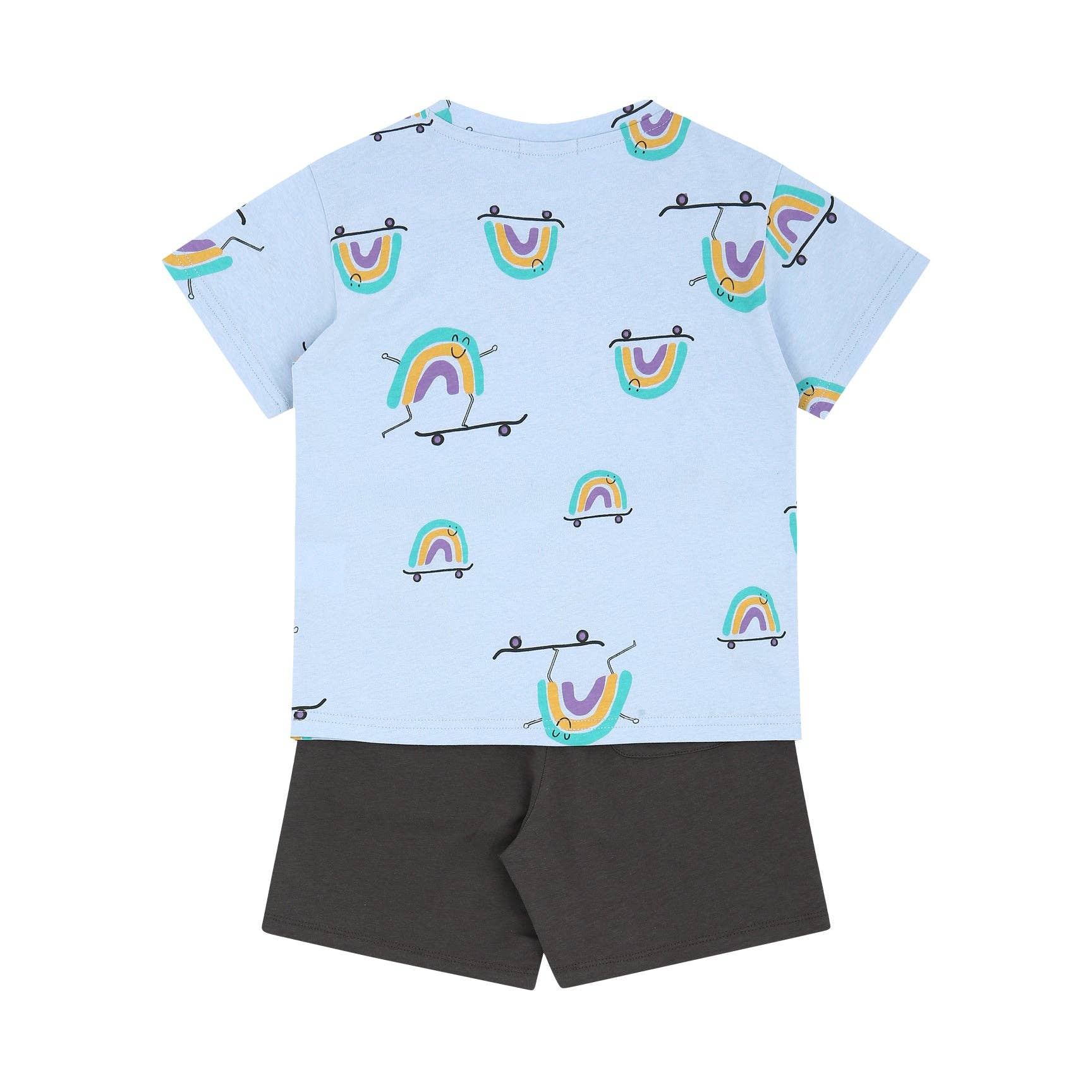 Rainbow Print T-Shirt & Solid Shorts Set