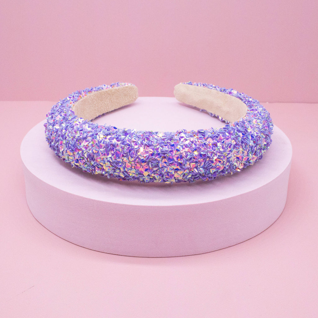 Kids Padded Chunky Sequin Headband | Blue or Multi-Color