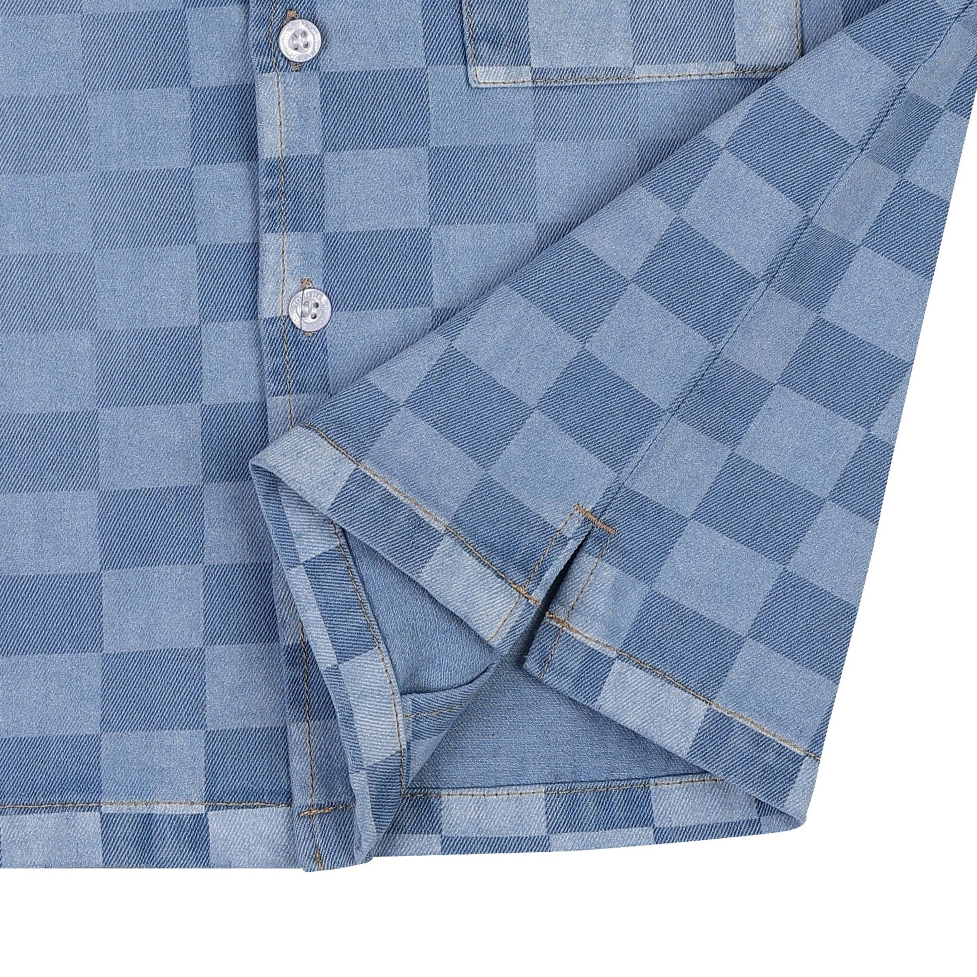 Liam Checkerboard Denim Short Sleeve Shirt