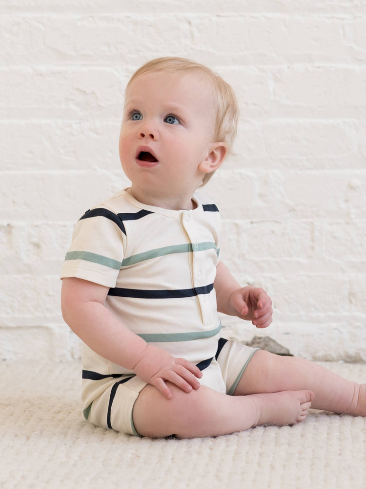 Organic Short Sleeve Stripe Romper