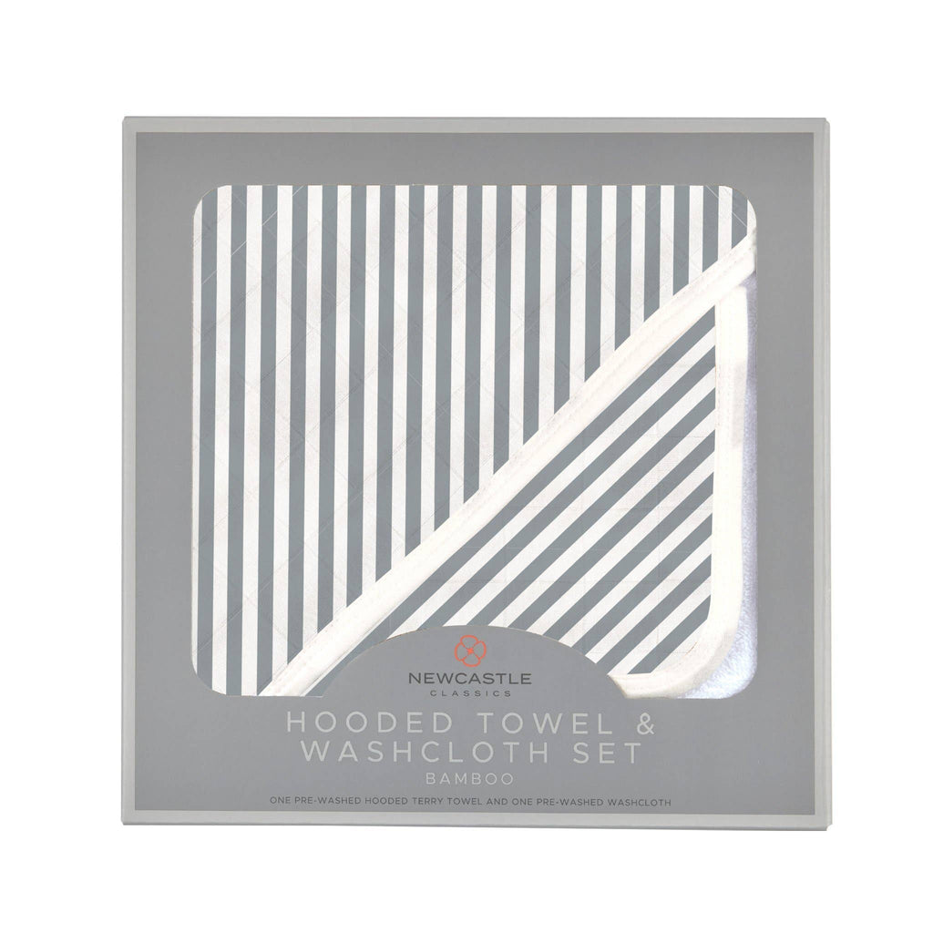 Finley Stripe Hooded Towel and Washcloth Set