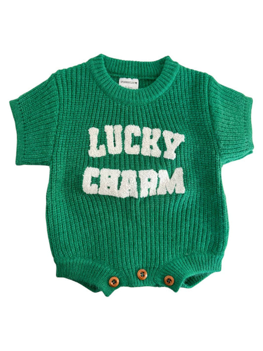 Lucky Charm Green Sweater Romper