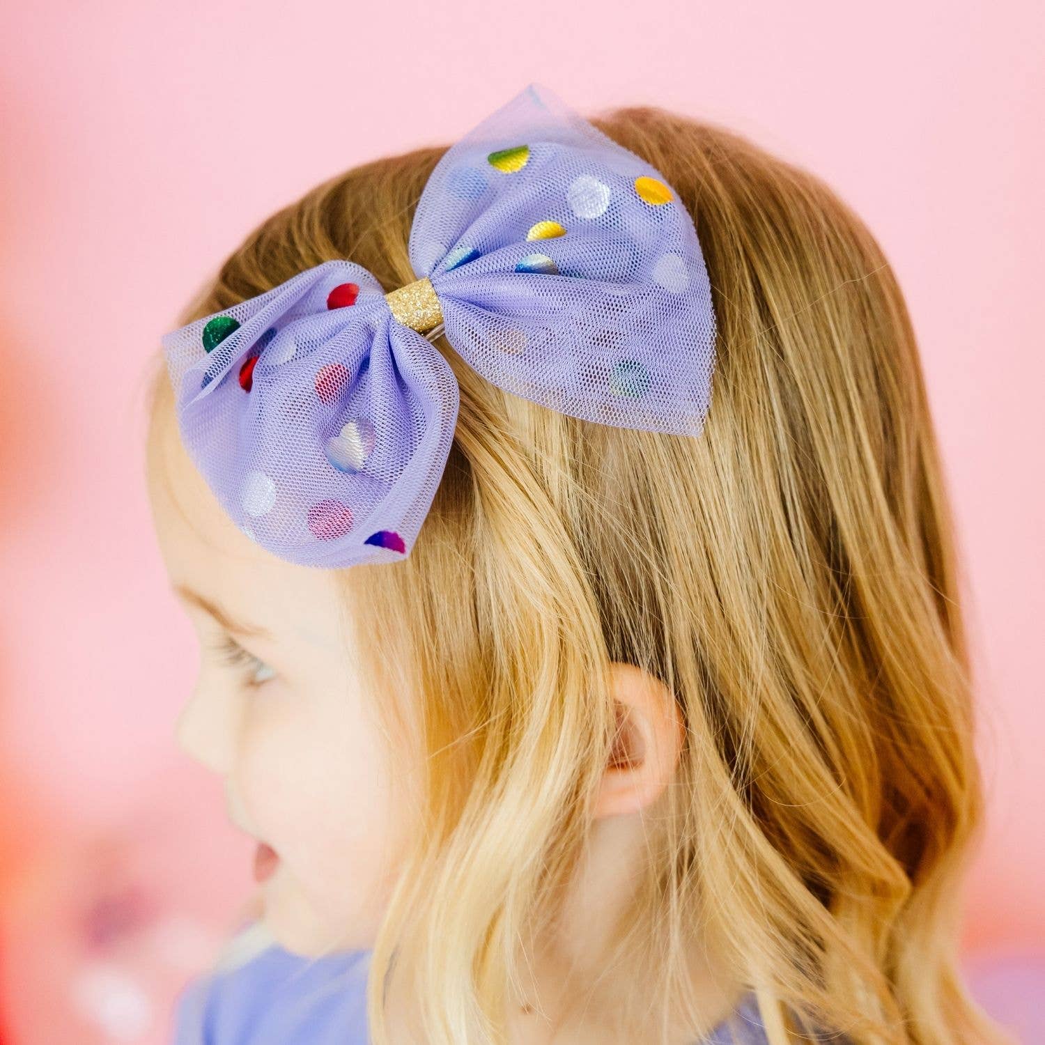 Lavender Confetti Tulle Bow Clip - Hair Bows