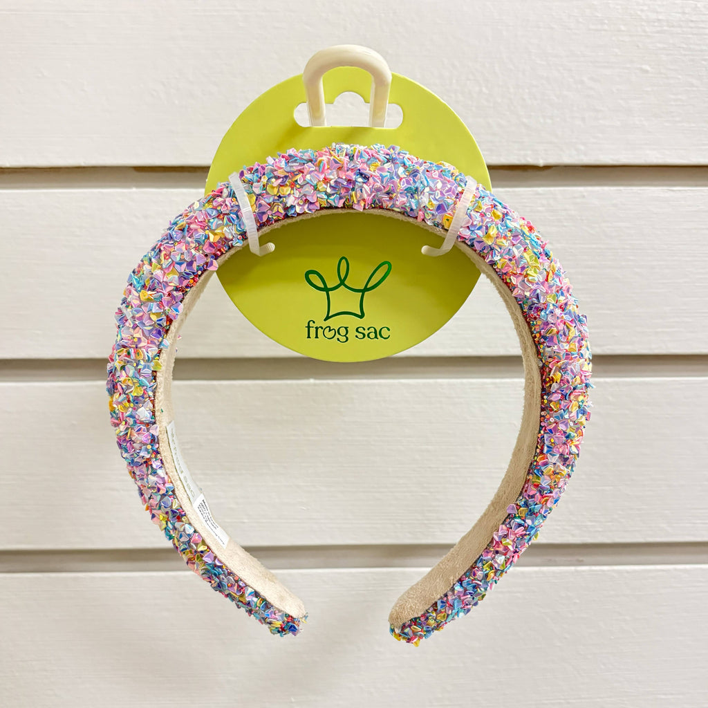 Kids Padded Chunky Sequin Headband | Blue or Multi-Color