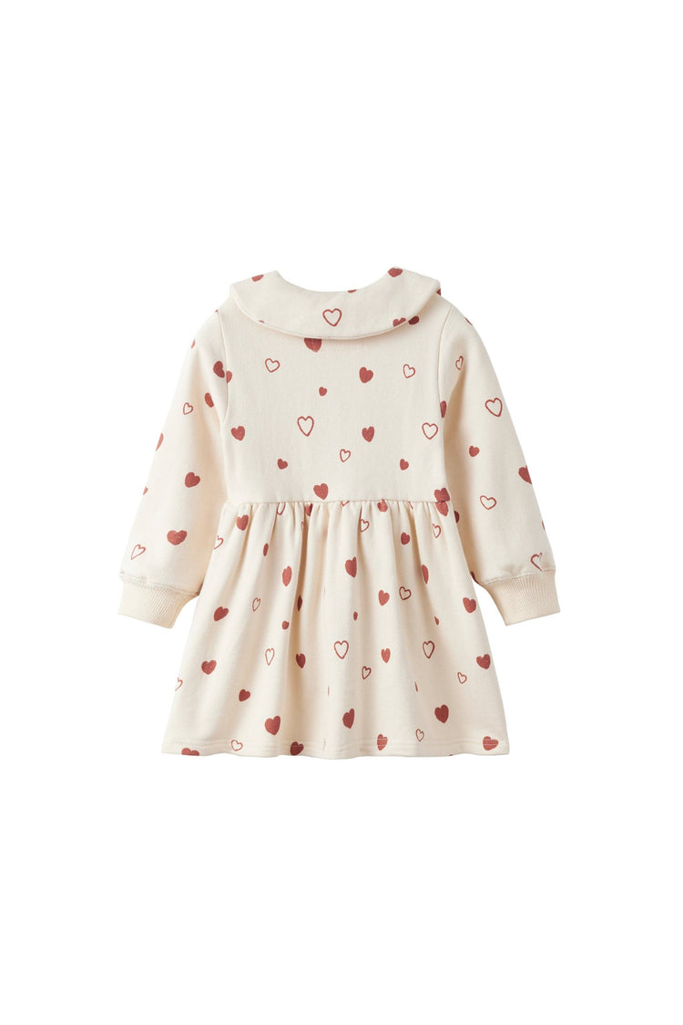 Fleece Organic Cotton Polo Dress-Hearts