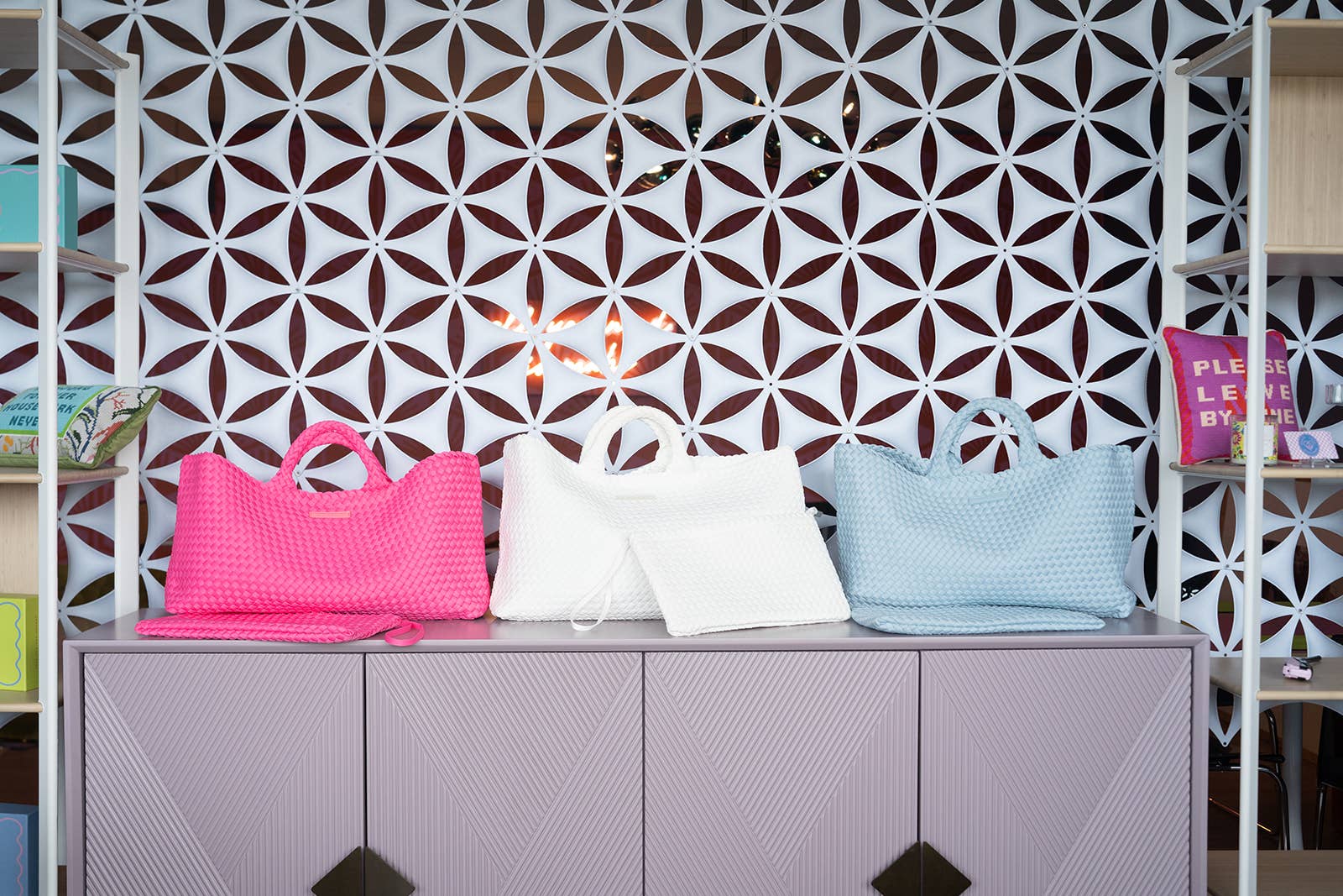 Hot Pink Woven Mahjong Carryall
