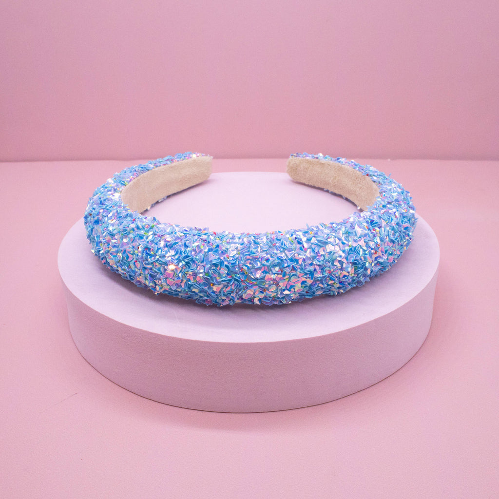 Kids Padded Chunky Sequin Headband | Blue or Multi-Color