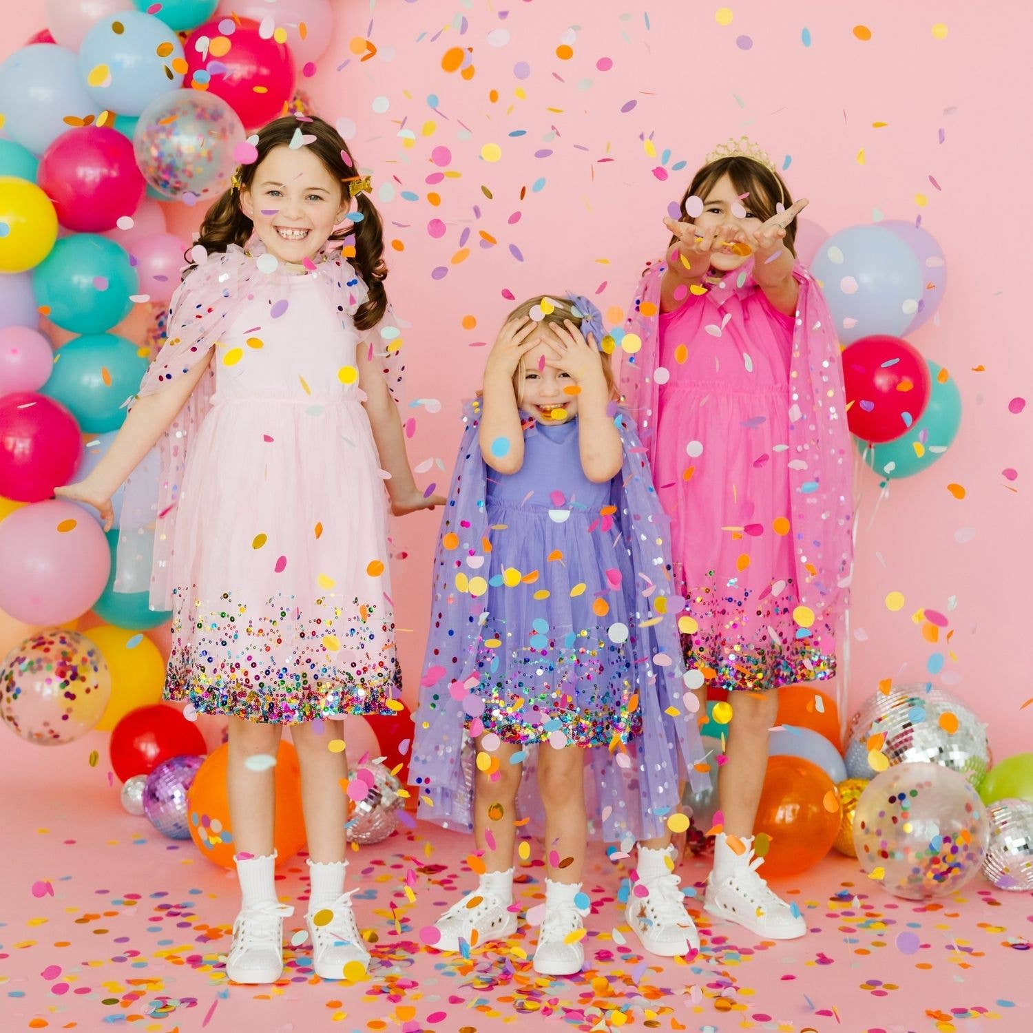 Lavender Confetti Short Sleeve Tutu Dress - Kids Birthday