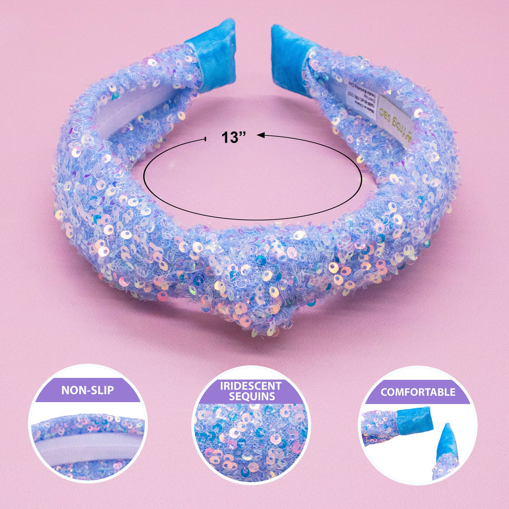 Kids Sequin Knot Headband | Purple or Rainbow