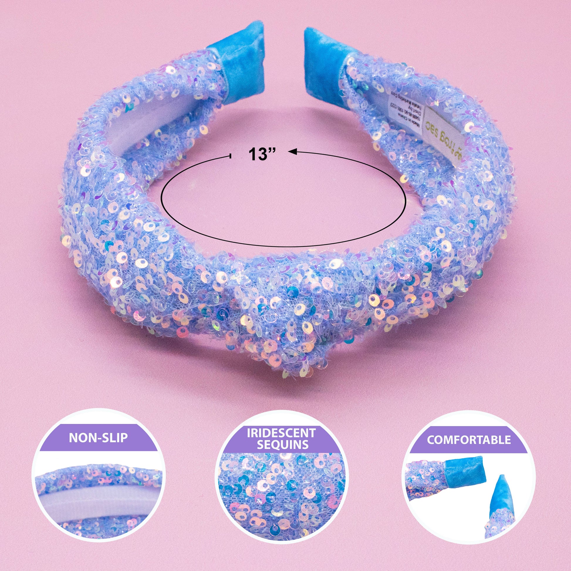 Kids Sequin Knot Headband | Purple or Rainbow
