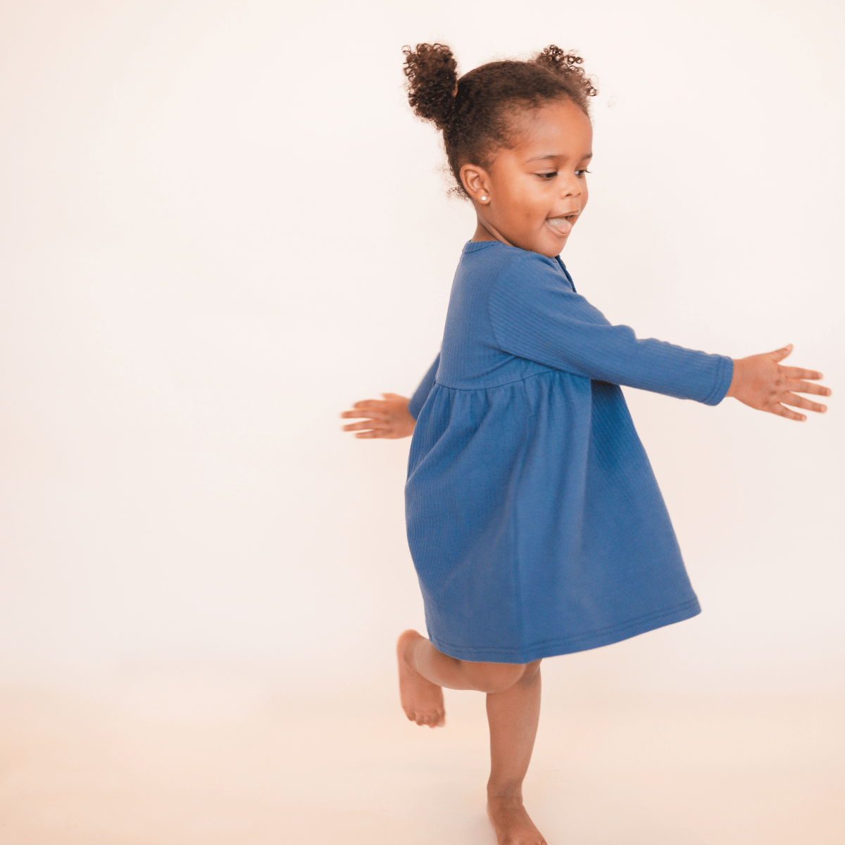 Organic Ribbed Cotton Dress  | Ocean Blue