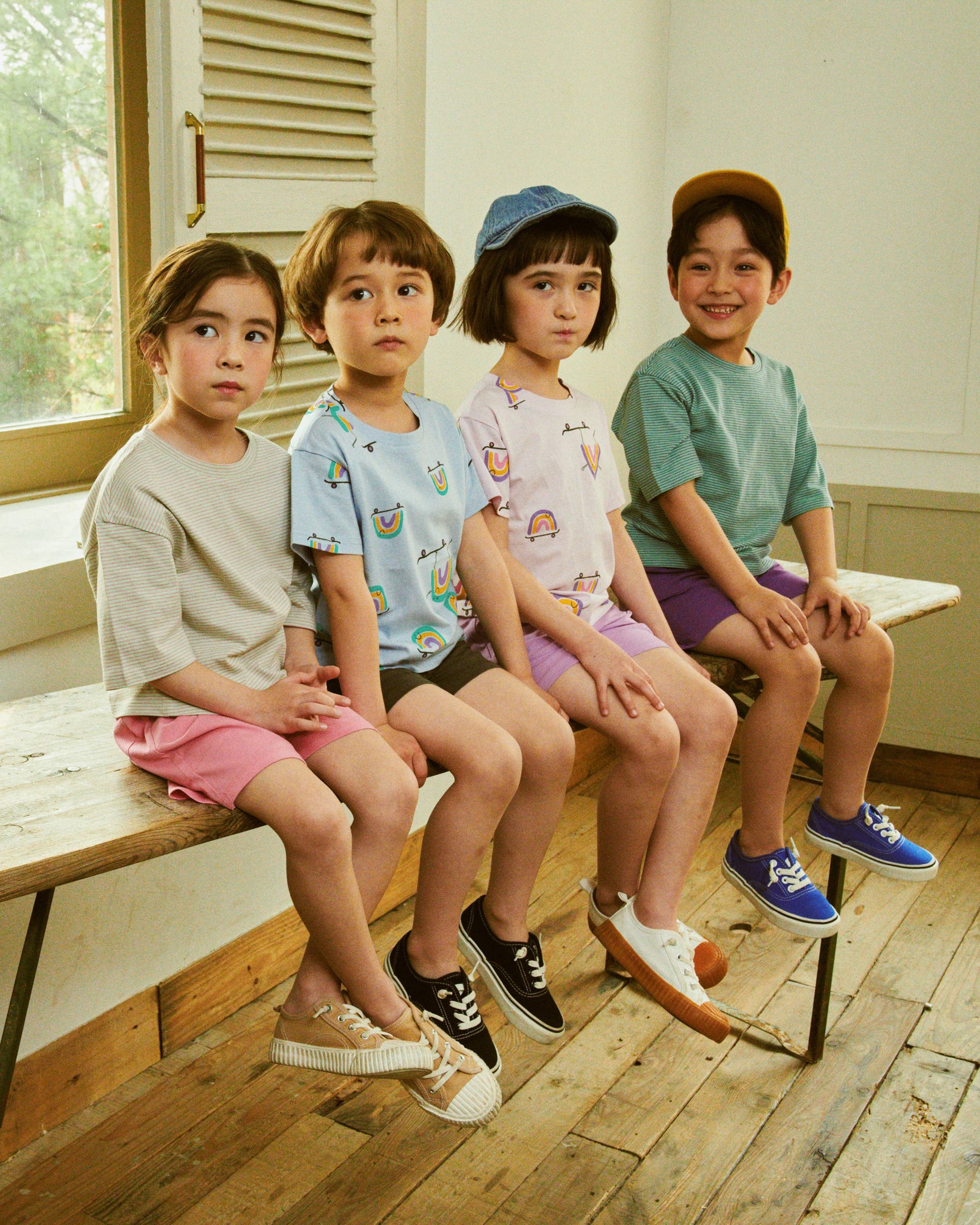 Rainbow Print T-Shirt & Solid Shorts Set