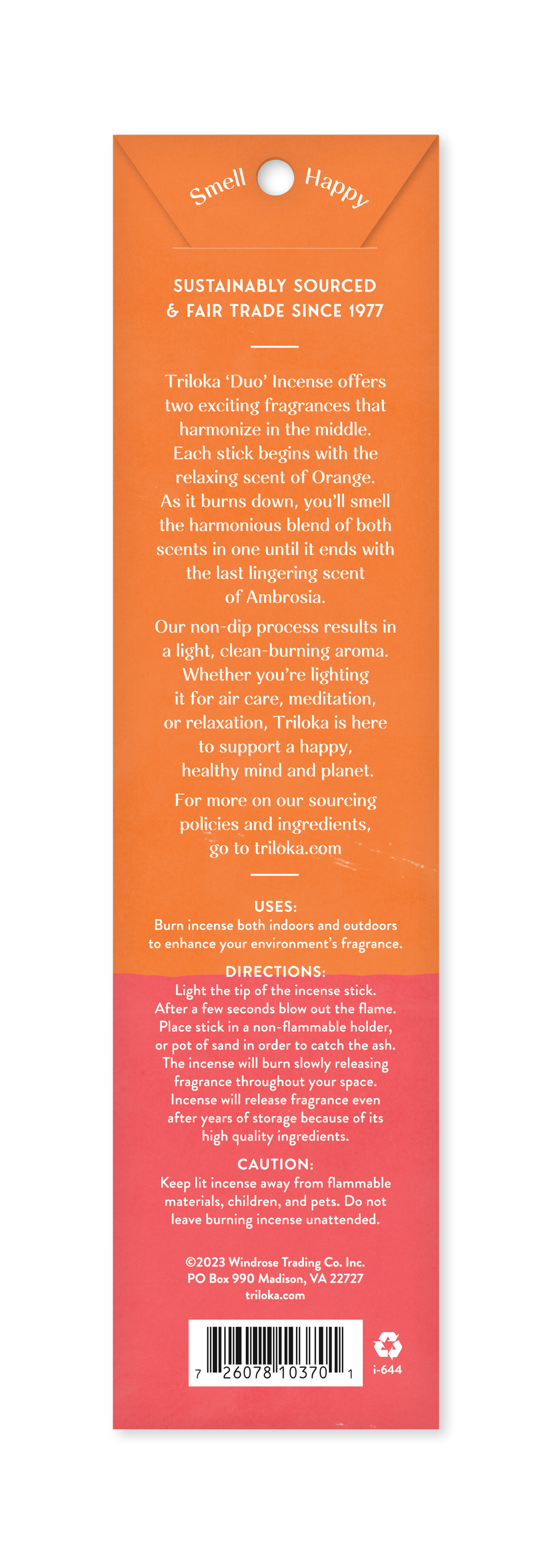 Triloka Orange-Ambrosia Duo Incense