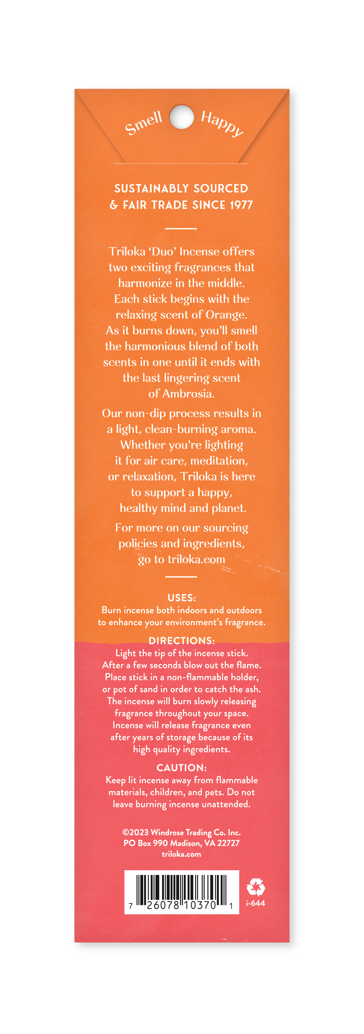 Triloka Orange-Ambrosia Duo Incense