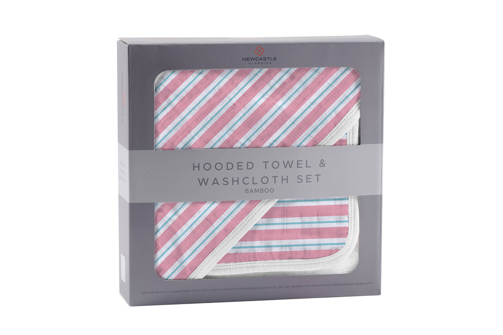 Candy Stripe Hooded Towel and Washcloth Set