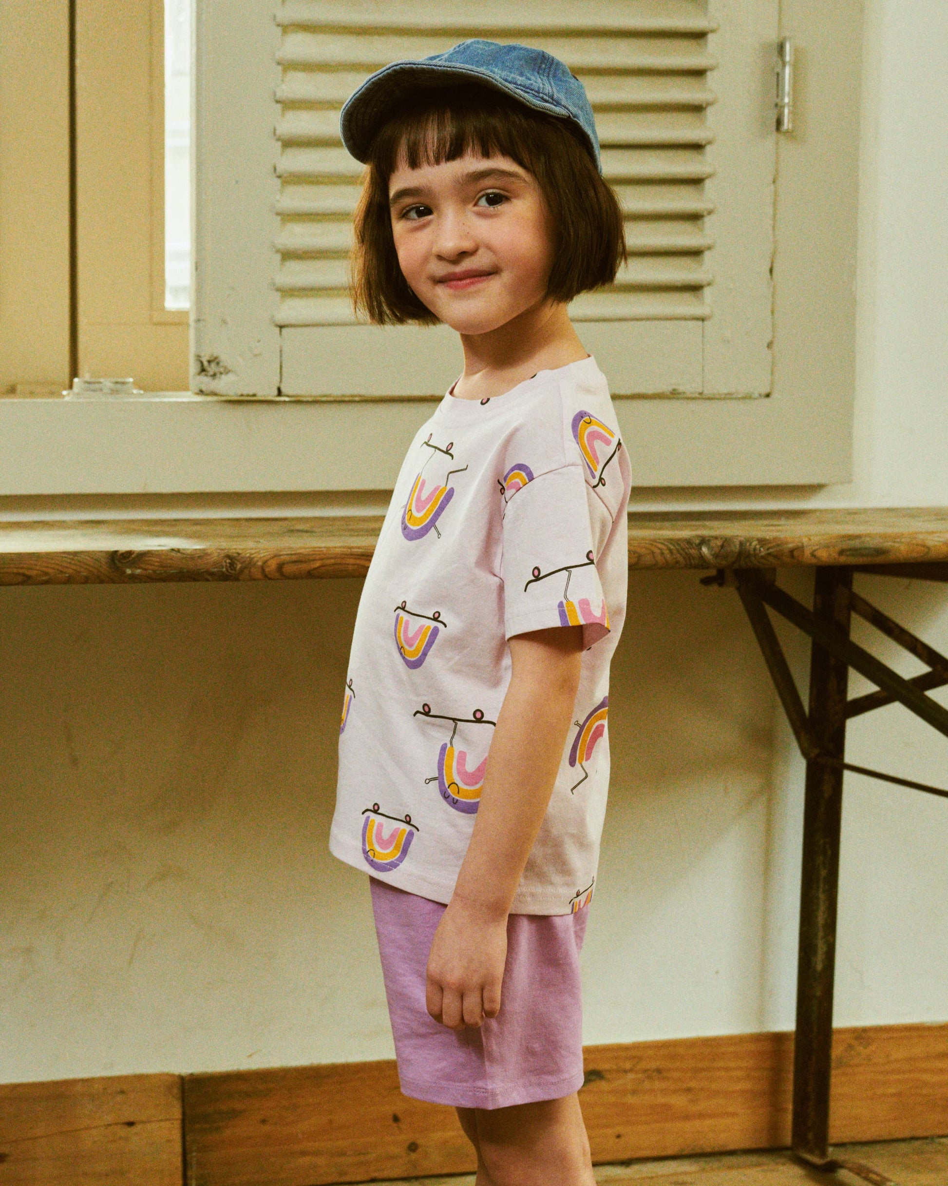 Rainbow Print T-Shirt & Solid Shorts Set