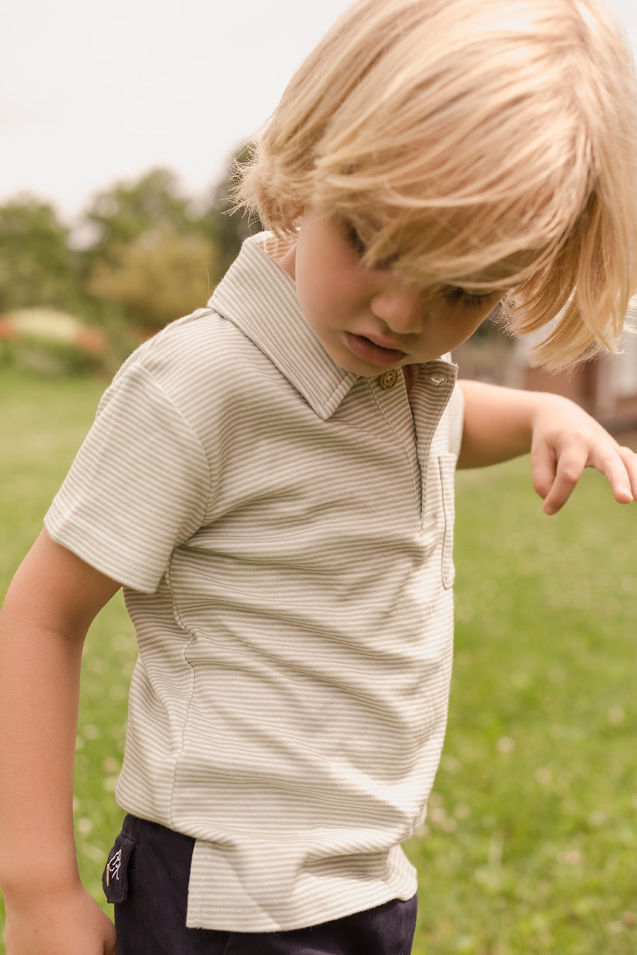 Archie Polo - Sage Green Stripe