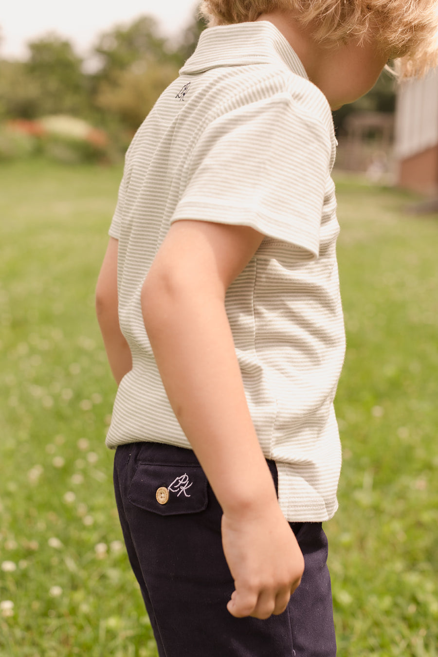 Archie Polo - Sage Green Stripe
