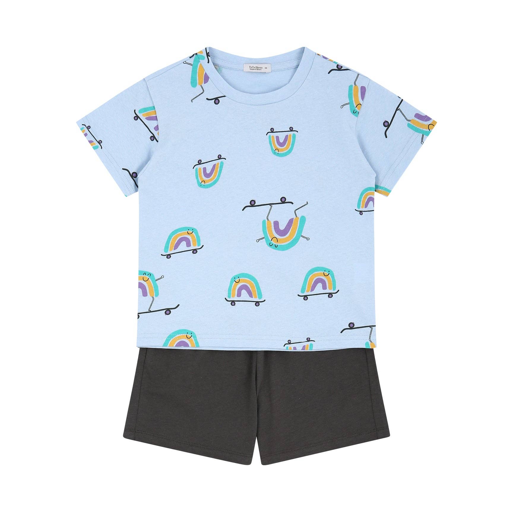 Rainbow Print T-Shirt & Solid Shorts Set