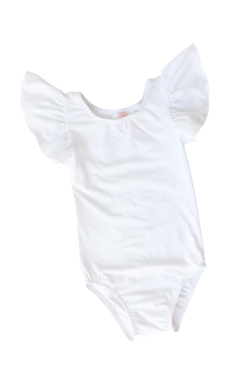 White Flutter Sleeve Leotard