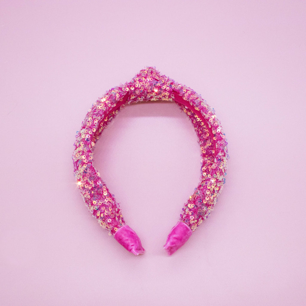Kids Sequin Knot Headband | Purple or Rainbow