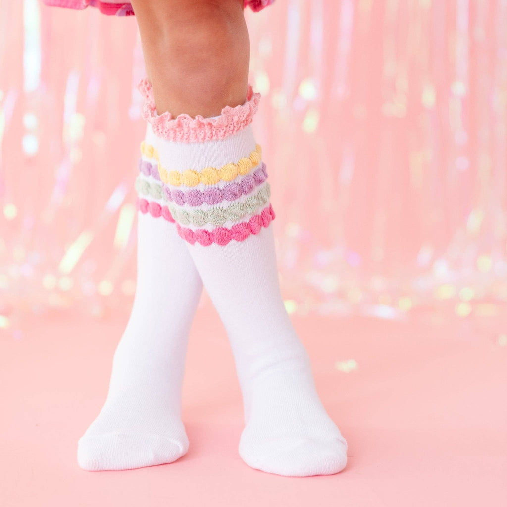 Pastel Bubble Lace Top Knee High Socks