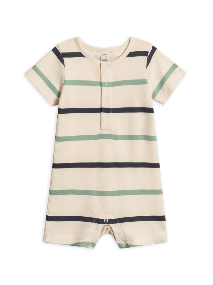 Organic Short Sleeve Stripe Romper