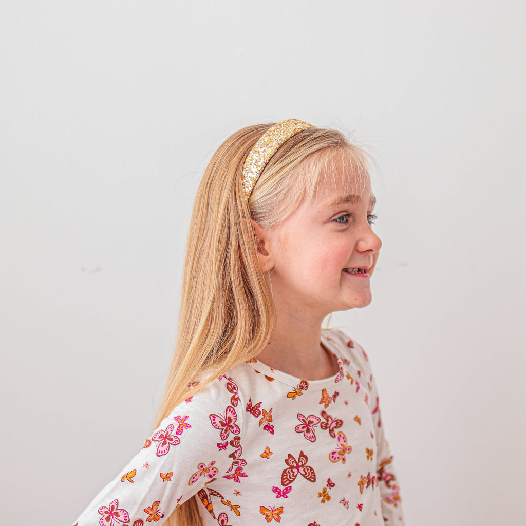 Kids Tapered Glitter Headband | Pink or Gold