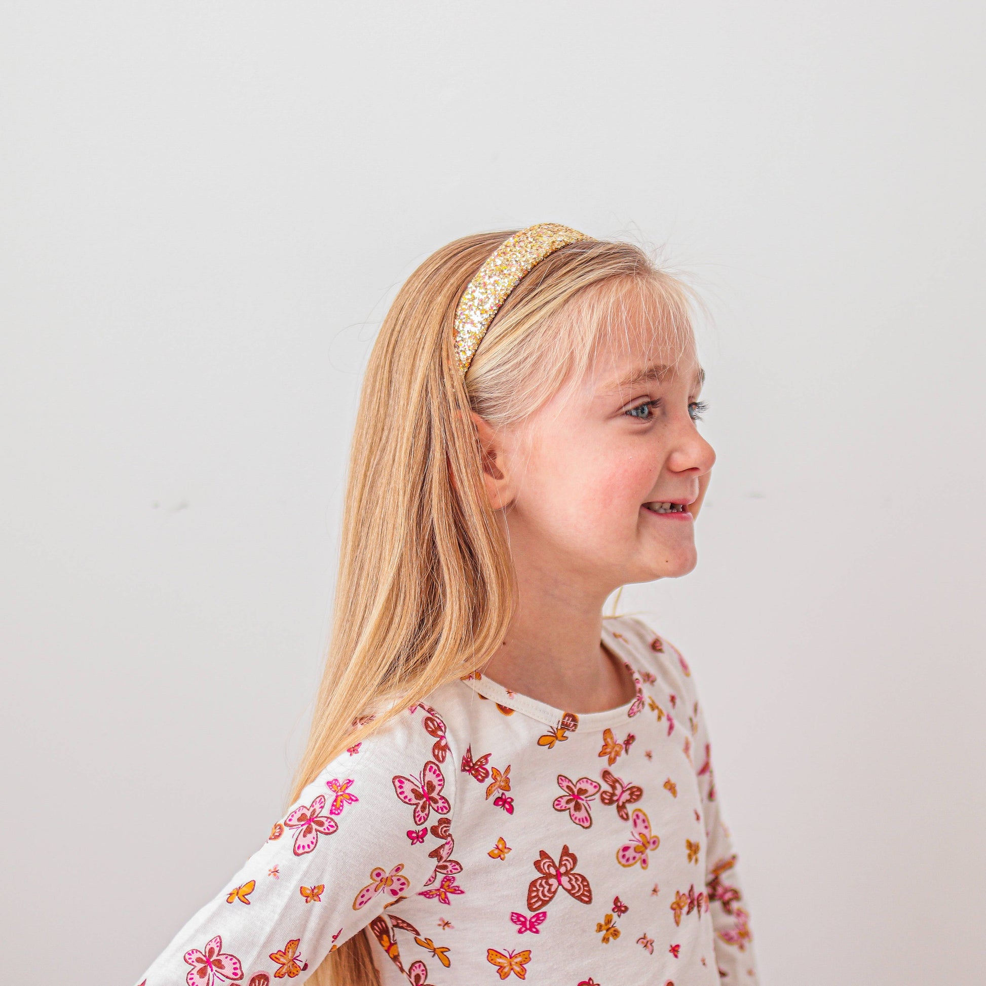 Kids Tapered Glitter Headband | Pink or Gold