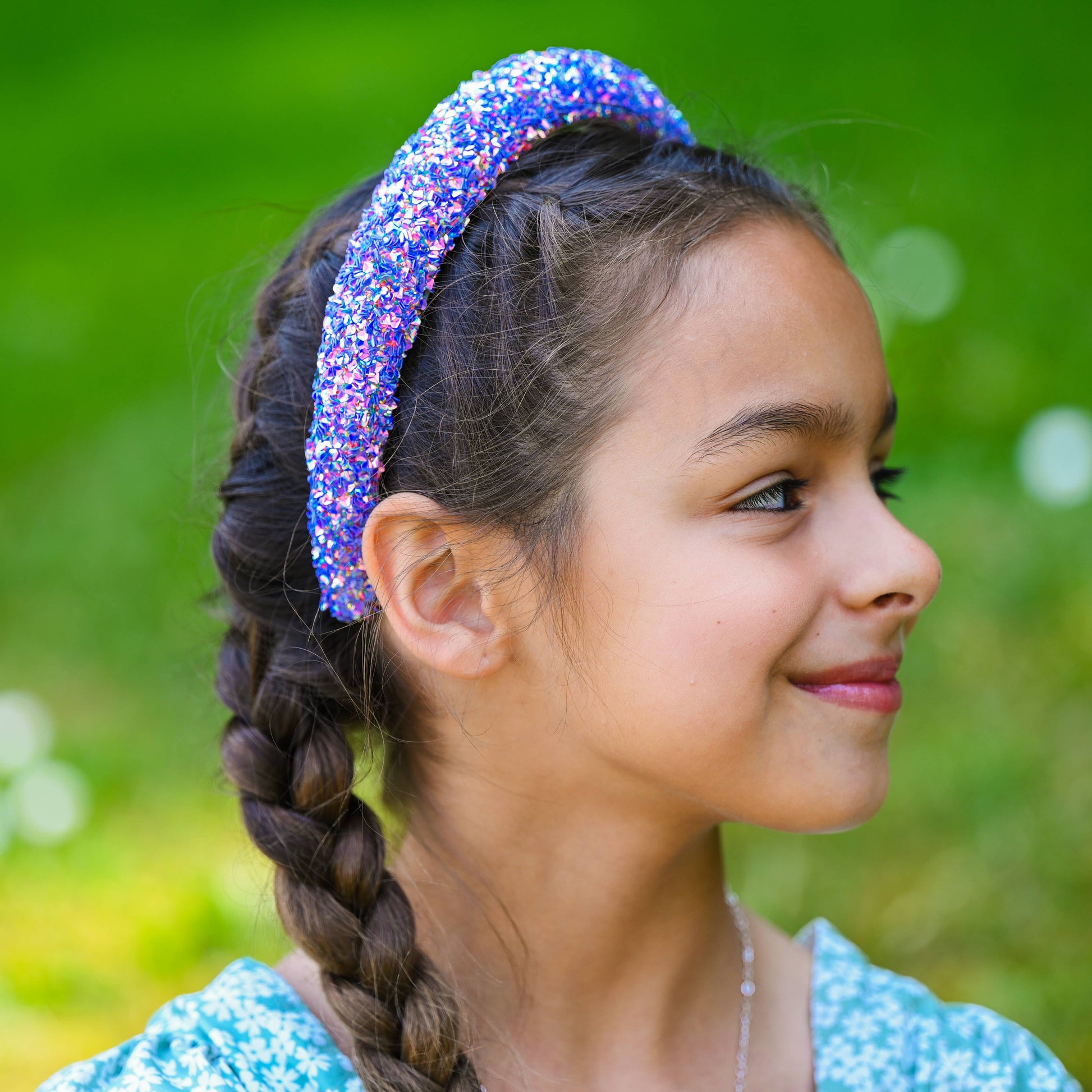 Kids Padded Chunky Sequin Headband | Blue or Multi-Color