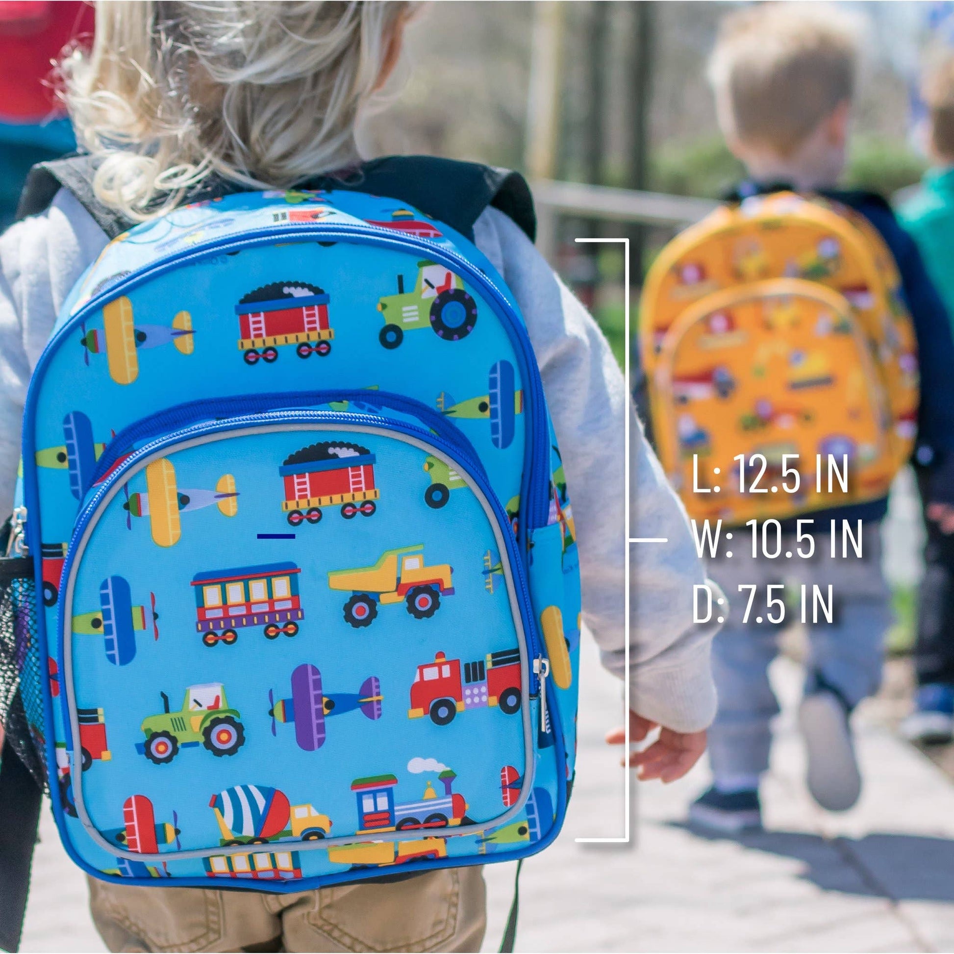 Trains Planes and Trucks Backpack - 12 Inch
