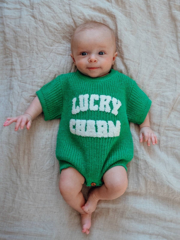 Lucky Charm Green Sweater Romper