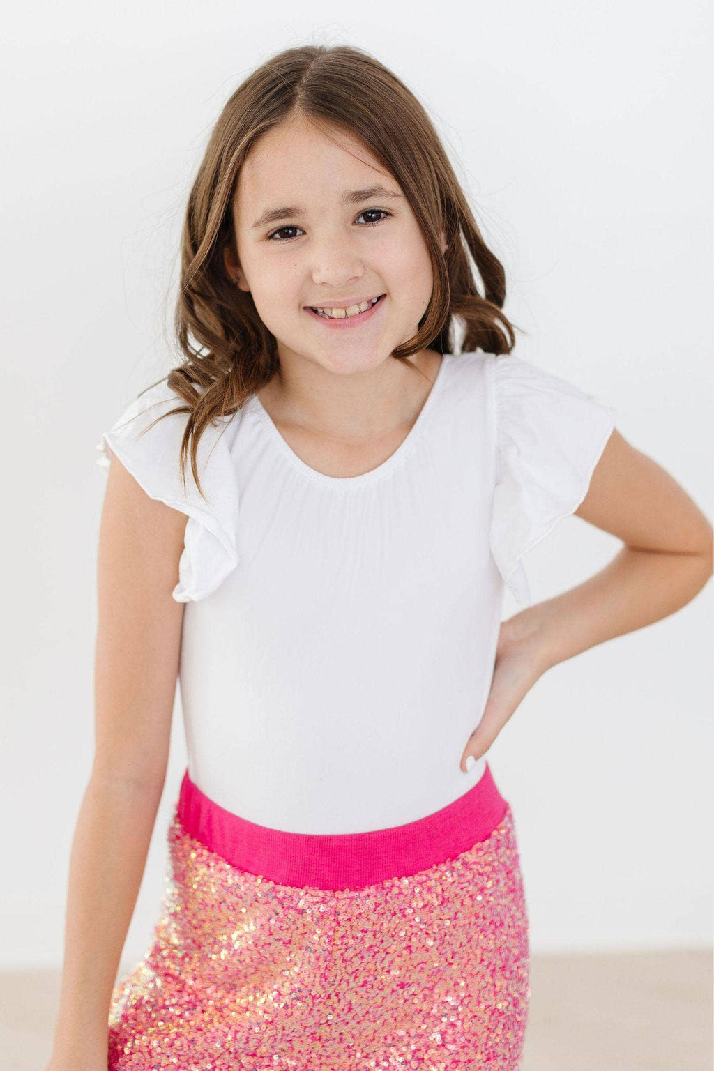 White Flutter Sleeve Leotard