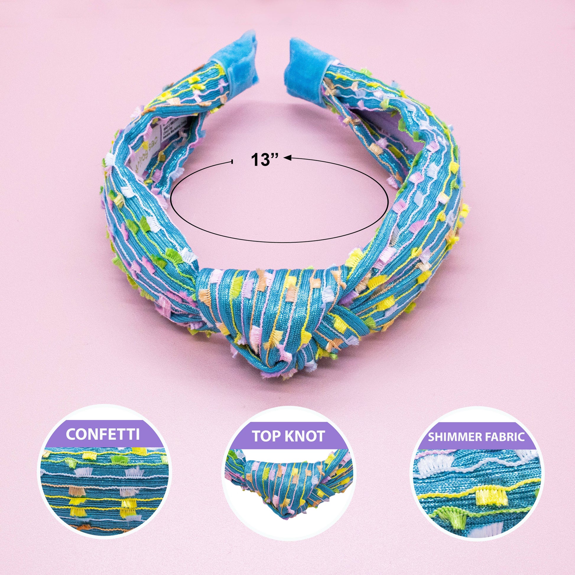Kids Knot Confetti Headband | Pink or Aqua