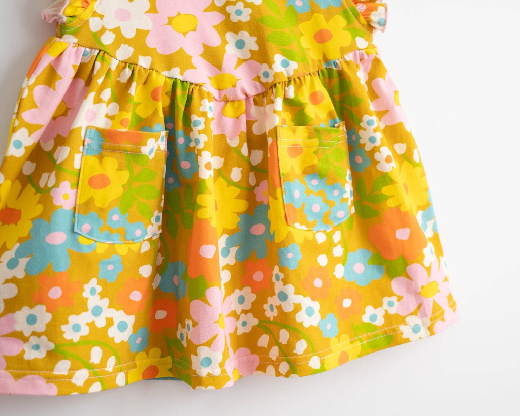 Girl’s Flutter Dress in Sixties Wild Blooms