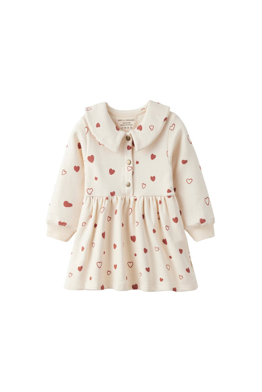 Fleece Organic Cotton Polo Dress-Hearts