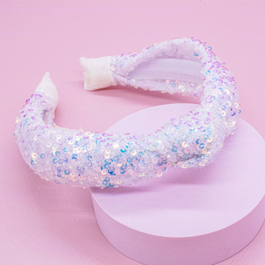 Kids Sequin Knot Headband | Purple or Rainbow