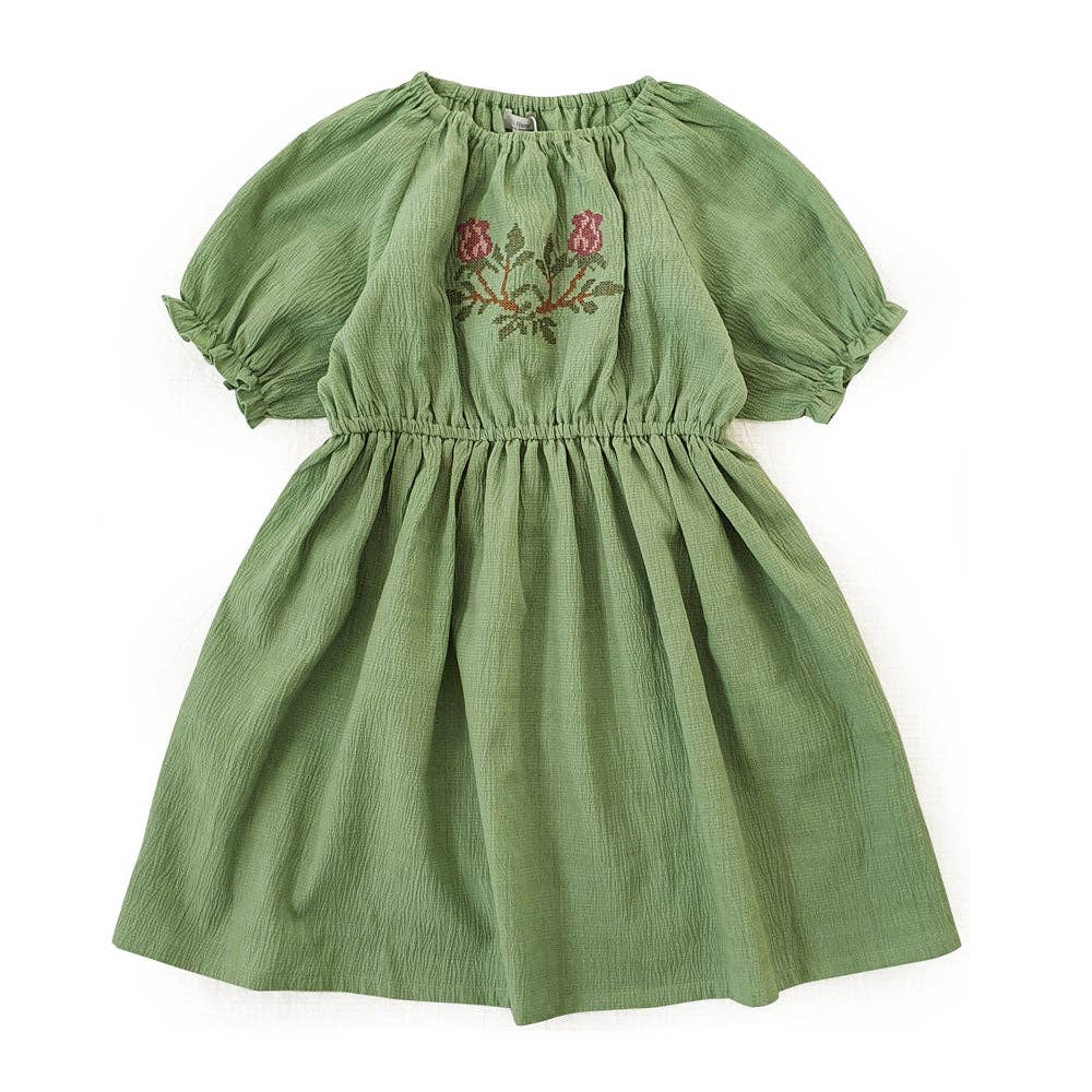Tulip Embroidery Smocked Dress