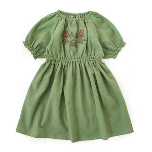 Tulip Embroidery Smocked Dress